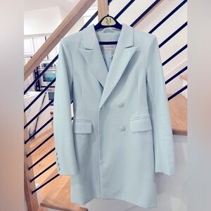 Vegan leather blue trench coat